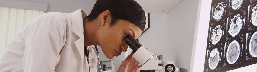 A researcher working in a laboratory as part of a research study